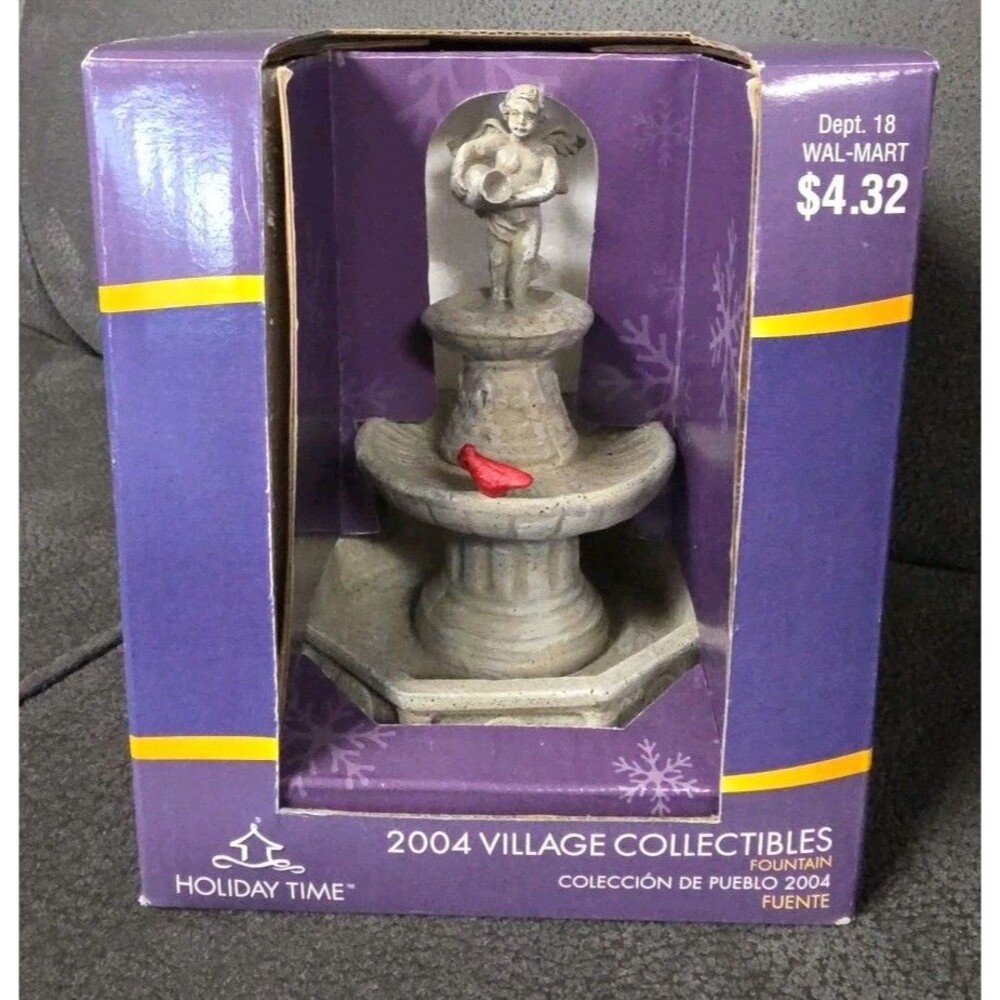 Holiday Time Fountain Christmas Village Accessory Cardinal New In Box